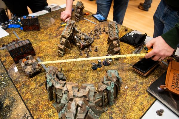 Trinity Youth Club. Jersey Privateers war gaming club, which meet the second Saturday every month. A Warhammer 40,000 game. Tape measures, rulers are extensively used                Picture: ROB CURRIE