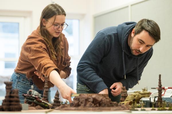 Trinity Youth Club. Jersey Privateers war gaming club, which meet the second Saturday every month.  L>R Hannah Le Morvan and Piers Sangan playing Star Wars Legion                Picture: ROB CURRIE