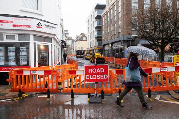 Road closures in St Helier. Peter Street Picture: JON GUEGAN