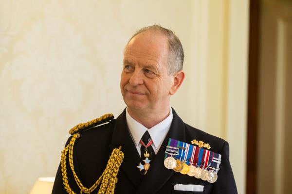 Government House. Medal Presentation to the States of Jersey Police. Vice Admiral Jerry Kyd, Governor of Jersey                          Picture: ROB CURRIE