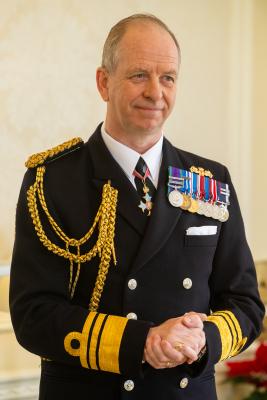 Government House. Medal Presentation to the States of Jersey Police. Vice Admiral Jerry Kyd, Governor of Jersey                          Picture: ROB CURRIE