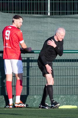 Football Jersey Bulls v Camberley Town 9 (not on list-crashes into the linesman )Picture: JON GUEGAN