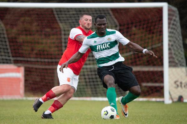 Fitball St Peter v Sporting Academicals Liam Spencer and Odinaka Nwokoro Picture: JON GUEGAN