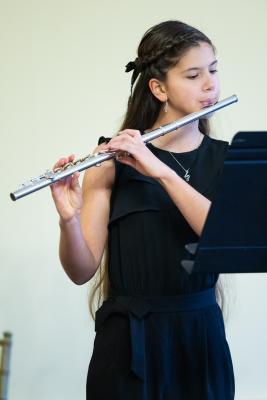 Chateau Vermont. Jersey Eisteddfod music section. The Ray Kitchen Award, Class 108 Woodwind Solo, under 18 years old, competitiors learning less than 5 years. Sophie Coates playing the flute and playing Allegro, 3rd movement from sonata in A minor          Picture: ROB CURRIE