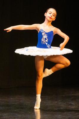 Les Quennevais school. Jersey Eisteddfod dance section. Class 409 The Annette Perkins Trophy, solo ballet 9 to 10 years old. Charlotte Kinsey who came equal third and awarded a gold certificate                        Picture: ROB CURRIE