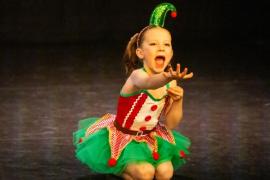 Les Quennevais school. Jersey Eisteddfod dance section. Class 418 The Jersey Academy Cup, Character/Demi Character solo 6 to 8 years old. Iona McCaul, the Cheeky Elf,  who came first and awarded a silver certificate                        Picture: ROB CURRIE