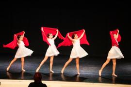 Les Quennevais school. Jersey Eisteddfod dance section. Class 431A The Geraldine Des Forges Award, Trio/Quartet 12 years and under. NAMES NOT IN ORDER. Lilly Osmand, Alexis Keith, Asara Bakewell & Matilda De Gouveia dancing to Little Red Riding Hood                        Picture: ROB CURRIE