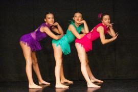 Les Quennevais school. Jersey Eisteddfod dance section. Class 431A The Geraldine Des Forges Award, Trio/Quartet 12 years and under. NAMES NOT IN ORDER. Amber Dupoy, Arya Richardson & Georgia Lupton dancing to Na Na Na                        Picture: ROB CURRIE