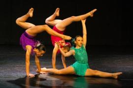 Les Quennevais school. Jersey Eisteddfod dance section. Class 431A The Geraldine Des Forges Award, Trio/Quartet 12 years and under. NAMES NOT IN ORDER. Amber Dupoy, Arya Richardson & Georgia Lupton dancing to Na Na Na                        Picture: ROB CURRIE