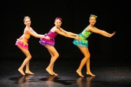 Les Quennevais school. Jersey Eisteddfod dance section. Class 431A The Geraldine Des Forges Award, Trio/Quartet 12 years and under. NAMES NOT IN ORDER. Maggie Harris, Ariella Davimes & Molly Vibert who came first and were awarded a gold certificate                         Picture: ROB CURRIE