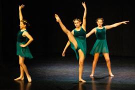 Les Quennevais school. Jersey Eisteddfod dance section. Class 431A The Geraldine Des Forges Award, Trio/Quartet 12 years and under. NAMES NOT IN ORDER. Hazel Polglase, Emily McGuire & Alicia Huet, dancing to Zero to Hero, who came second and were awarded a gold certificate                         Picture: ROB CURRIE