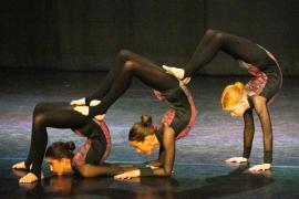 Les Quennevais school. Jersey Eisteddfod dance section. Class 431B The Geraldine Des Forges Award, Trio/Quartet 7 to 21 years old. Amelia Laurent-Medder, Ellie Nunes & Arihana Beclenas dancing to Stardust who came second and were awarded a gold certificate                          Picture: ROB CURRIE