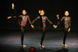 Les Quennevais school. Jersey Eisteddfod dance section. Class 431B The Geraldine Des Forges Award, Trio/Quartet 7 to 21 years old. Amelia Laurent-Medder, Ellie Nunes & Arihana Beclenas dancing to Stardust who came second and were awarded a gold certificate                          Picture: ROB CURRIE