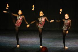 Les Quennevais school. Jersey Eisteddfod dance section. Class 431B The Geraldine Des Forges Award, Trio/Quartet 7 to 21 years old. Amelia Laurent-Medder, Ellie Nunes & Arihana Beclenas dancing to Stardust who came second and were awarded a gold certificate                          Picture: ROB CURRIE