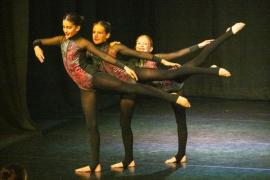 Les Quennevais school. Jersey Eisteddfod dance section. Class 431B The Geraldine Des Forges Award, Trio/Quartet 7 to 21 years old. Amelia Laurent-Medder, Ellie Nunes & Arihana Beclenas dancing to Stardust who came second and were awarded a gold certificate                          Picture: ROB CURRIE