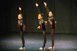 Les Quennevais school. Jersey Eisteddfod dance section. Class 431B The Geraldine Des Forges Award, Trio/Quartet 7 to 21 years old. Amelia Laurent-Medder, Ellie Nunes & Arihana Beclenas dancing to Stardust who came second and were awarded a gold certificate                          Picture: ROB CURRIE