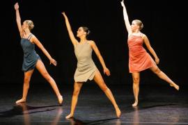 Les Quennevais school. Jersey Eisteddfod dance section. Class 431B The Geraldine Des Forges Award, Trio/Quartet 7 to 21 years old. Mia Procter, Eleanor Wilson & Grace Connolly dancing to Shallow                           Picture: ROB CURRIE