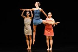 Les Quennevais school. Jersey Eisteddfod dance section. Class 431B The Geraldine Des Forges Award, Trio/Quartet 7 to 21 years old. Mia Procter, Eleanor Wilson & Grace Connolly dancing to Shallow                           Picture: ROB CURRIE