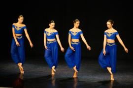 Les Quennevais school. Jersey Eisteddfod dance section. Class 431B The Geraldine Des Forges Award, Trio/Quartet 7 to 21 years old. Lauren Varney, Megan Herbert, Darcey-Mai Warman & Ella Fairhurst                           Picture: ROB CURRIE