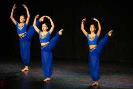 Les Quennevais school. Jersey Eisteddfod dance section. Class 431B The Geraldine Des Forges Award, Trio/Quartet 7 to 21 years old. Lauren Varney, Megan Herbert, Darcey-Mai Warman & Ella Fairhurst                           Picture: ROB CURRIE