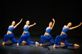 Les Quennevais school. Jersey Eisteddfod dance section. Class 431B The Geraldine Des Forges Award, Trio/Quartet 7 to 21 years old. Lauren Varney, Megan Herbert, Darcey-Mai Warman & Ella Fairhurst                           Picture: ROB CURRIE