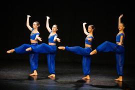 Les Quennevais school. Jersey Eisteddfod dance section. Class 431B The Geraldine Des Forges Award, Trio/Quartet 7 to 21 years old. Lauren Varney, Megan Herbert, Darcey-Mai Warman & Ella Fairhurst                           Picture: ROB CURRIE