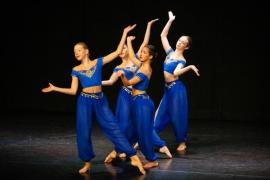 Les Quennevais school. Jersey Eisteddfod dance section. Class 431B The Geraldine Des Forges Award, Trio/Quartet 7 to 21 years old. Lauren Varney, Megan Herbert, Darcey-Mai Warman & Ella Fairhurst                           Picture: ROB CURRIE