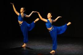 Les Quennevais school. Jersey Eisteddfod dance section. Class 431B The Geraldine Des Forges Award, Trio/Quartet 7 to 21 years old. Lauren Varney, Megan Herbert, Darcey-Mai Warman & Ella Fairhurst                           Picture: ROB CURRIE