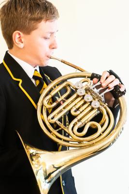 Jersey Festival of the Performing Arts Music Section Eisteddfod 2024Lass 118 Brass solo less than 3 years learning  Oscar Hobson - French Horn Picture: JON GUEGAN