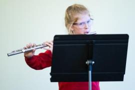 Chateau Vermont. Jersey Eisteddfod music section. The Ray Kitchen Award, Class 108 Woodwind Solo, under 18 years old, competitiors learning less than 5 years. Bobbi Billington playing the flute and playing Allegro Moderato, 1st movement of Sonatine           Picture: ROB CURRIE