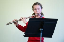 Chateau Vermont. Jersey Eisteddfod music section. The Ray Kitchen Award, Class 108 Woodwind Solo, under 18 years old, competitiors learning less than 5 years. Rose Overland playing the flute and playing Les Ecureuils          Picture: ROB CURRIE