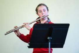 Chateau Vermont. Jersey Eisteddfod music section. The Ray Kitchen Award, Class 108 Woodwind Solo, under 18 years old, competitiors learning less than 5 years. Rose Overland playing the flute and playing Les Ecureuils          Picture: ROB CURRIE