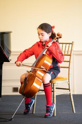 Jersey Festival of the Performing Arts Music Section Eisteddfod 2024 Class 68 Strings Solo U18 Less than 3 years learning Emilia Lewis - Cello  Picture: JON GUEGAN