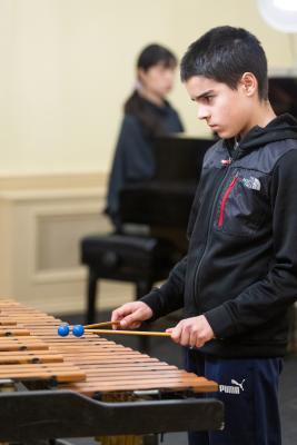 Chateau Vermont. Jersey Eisteddfod music section. Class 126, percussion solo, under 14 years.  Diogo Gouveia, playing On the Breeze by Faulkner                  Picture: ROB CURRIE