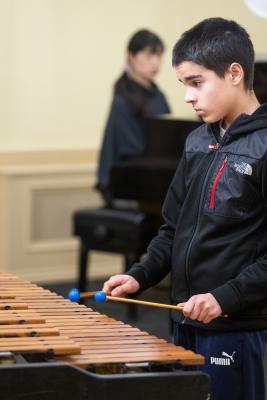 Chateau Vermont. Jersey Eisteddfod music section. Class 126, percussion solo, under 14 years.  Diogo Gouveia, playing On the Breeze by Faulkner                  Picture: ROB CURRIE