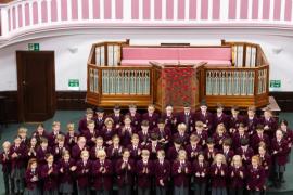 Jersey Festival of the Performing Arts Music Section Eisteddfod 2024  Class 267 The Connetable de St Helier trophy U11 choir St George's Upper Prep choir Picture: JON GUEGAN