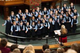 Jersey Festival of the Performing Arts Music Section Eisteddfod 2024  Class 267 The Connetable de St Helier trophy U11 choir Helvetia House school Picture: JON GUEGAN