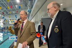 The start of the Swimarathon 2023 with Lt Gov Jerry Kid and Peter Tabb. Picture: DAVID FERGUSON