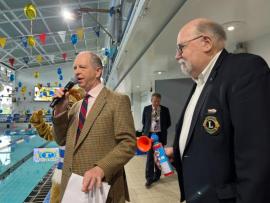 The start of the Swimarathon 2023 with Lt Gov Jerry Kid and Peter Tabb. Picture: DAVID FERGUSON