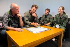 Jersey Aero Club at Jersey Airport. JEP journalist Kelly Frost gets ride in a two seater Spitfire with spitfires.com The Spitfire Academy. JEP photographer Jon. Guegan took aerial photos of Kelly from another aircraft. L>R is Jon Guegan, Spitfire pilot Matt Jones, Dom Hart and Kelly Frost                                   Picture: ROB CURRIE