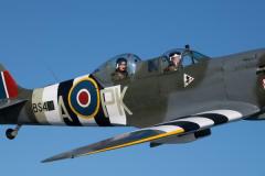 Kelly Frost in the passenger seat of a two seater Spitfire flown by Matt Jones of Spitfires.com Picture: JON GUEGAN