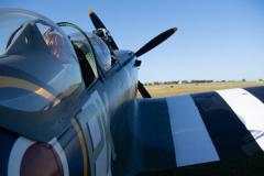 Kelly Frost in the passenger seat of a two seater Spitfire flown by Matt Jones of Spitfires.com Picture: JON GUEGAN