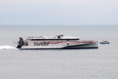 Standalone. Condor Liberation departing as the Jersey Duchess returns to harbour Picture: JON GUEGAN