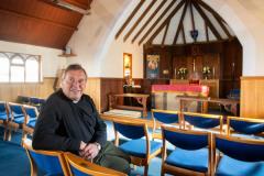 One year on the aftermath of Storm Ciaran in St Clement. St Nicholas Church on St Clement coast road. Revd Canon David Shaw                        Picture: ROB CURRIE