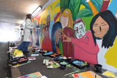 Hautlieu students painting the underpass near the waterfront carpark  Picture: DAVID FERGUSON