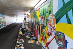 Hautlieu students painting the underpass near the waterfront carpark  Picture: DAVID FERGUSON