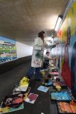 Hautlieu students painting the underpass near the waterfront carpark  Picture: DAVID FERGUSON