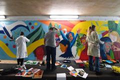 Hautlieu students painting the underpass near the waterfront carpark  Picture: DAVID FERGUSON