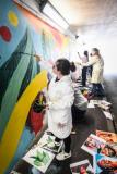 Hautlieu students painting the underpass near the waterfront carpark  Picture: DAVID FERGUSON