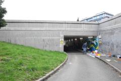 Hautlieu students painting the underpass near the waterfront carpark  Picture: DAVID FERGUSON